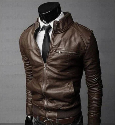 Fashionable Brown Leather Coat