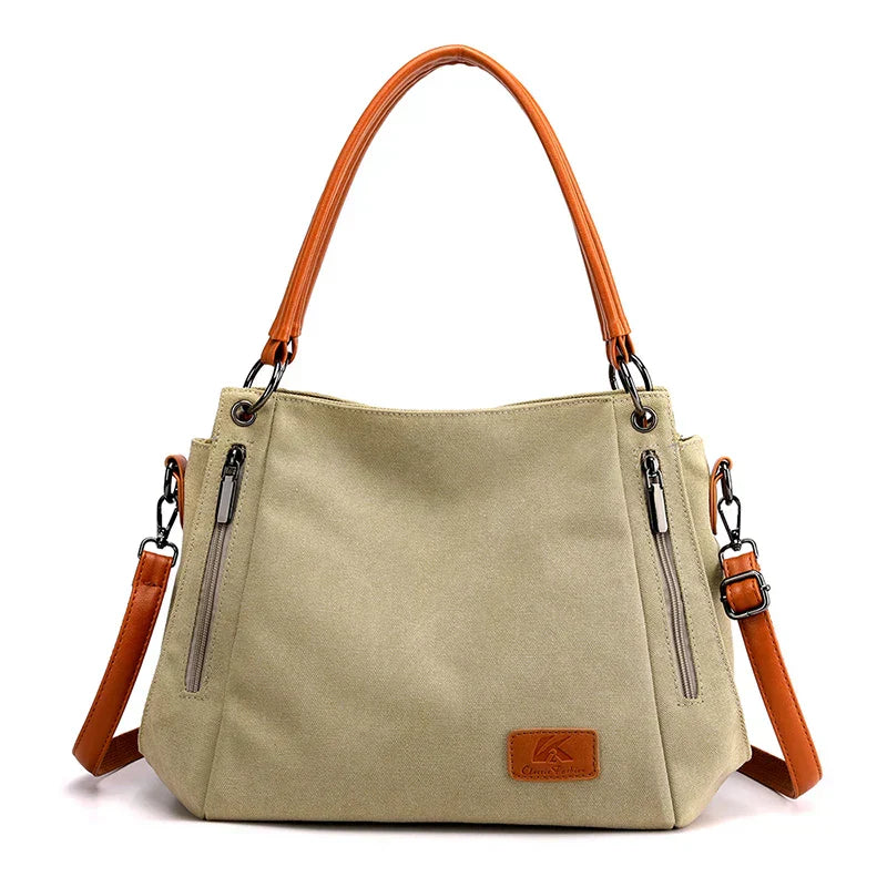 Luxe Canvas Tote Bag Spacious Zipper Closure