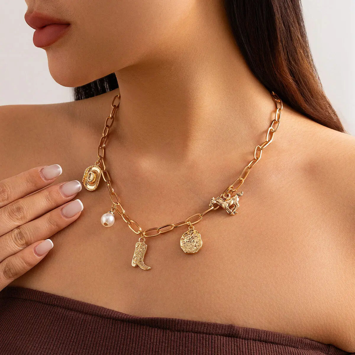 Women's Choker Necklace Gold Tone