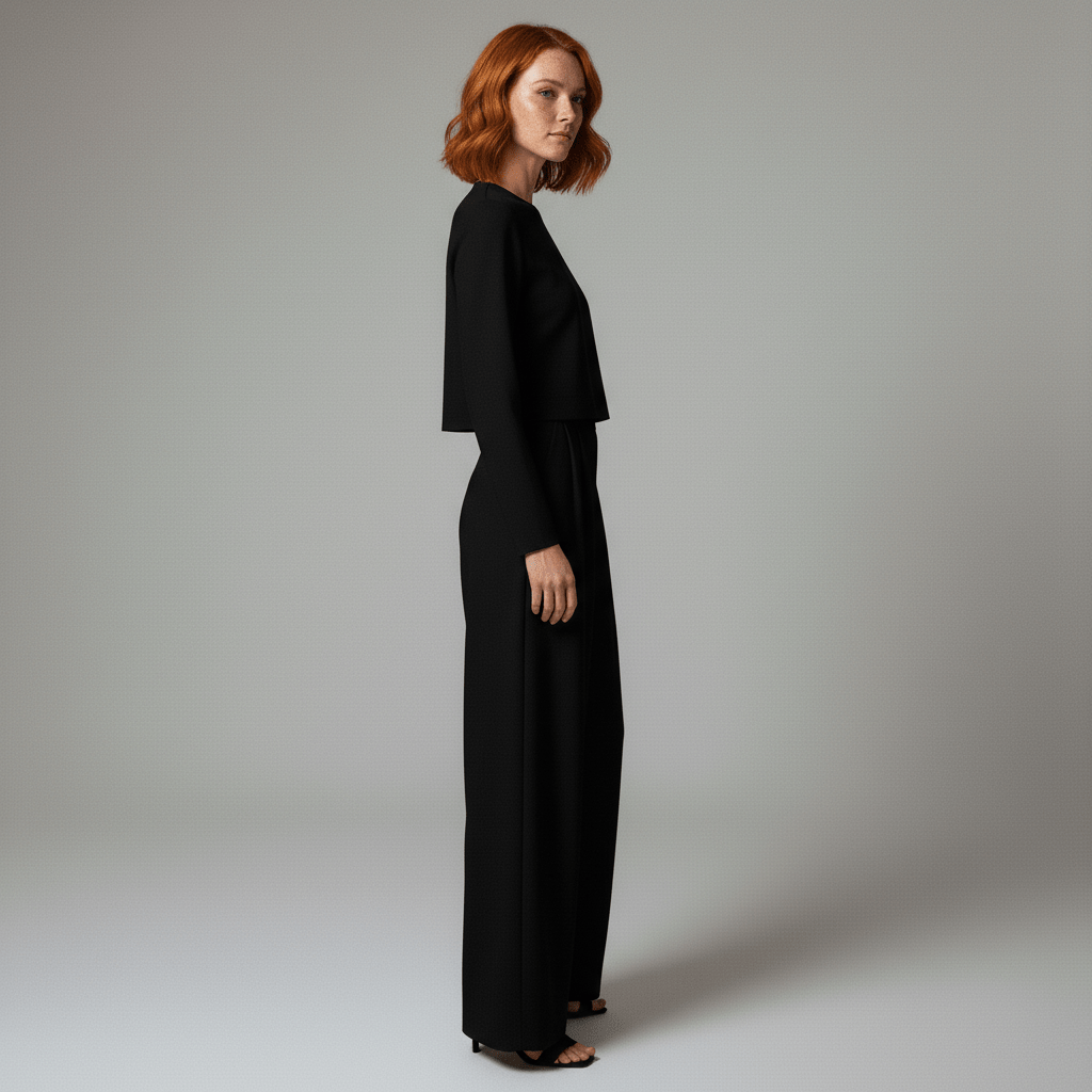 Casual Long Sleeve Crop Top and Palazzo Pants Set