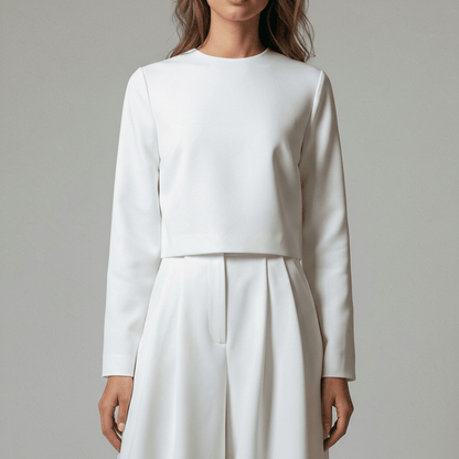 Casual Long Sleeve Crop Top and Palazzo Pants Set