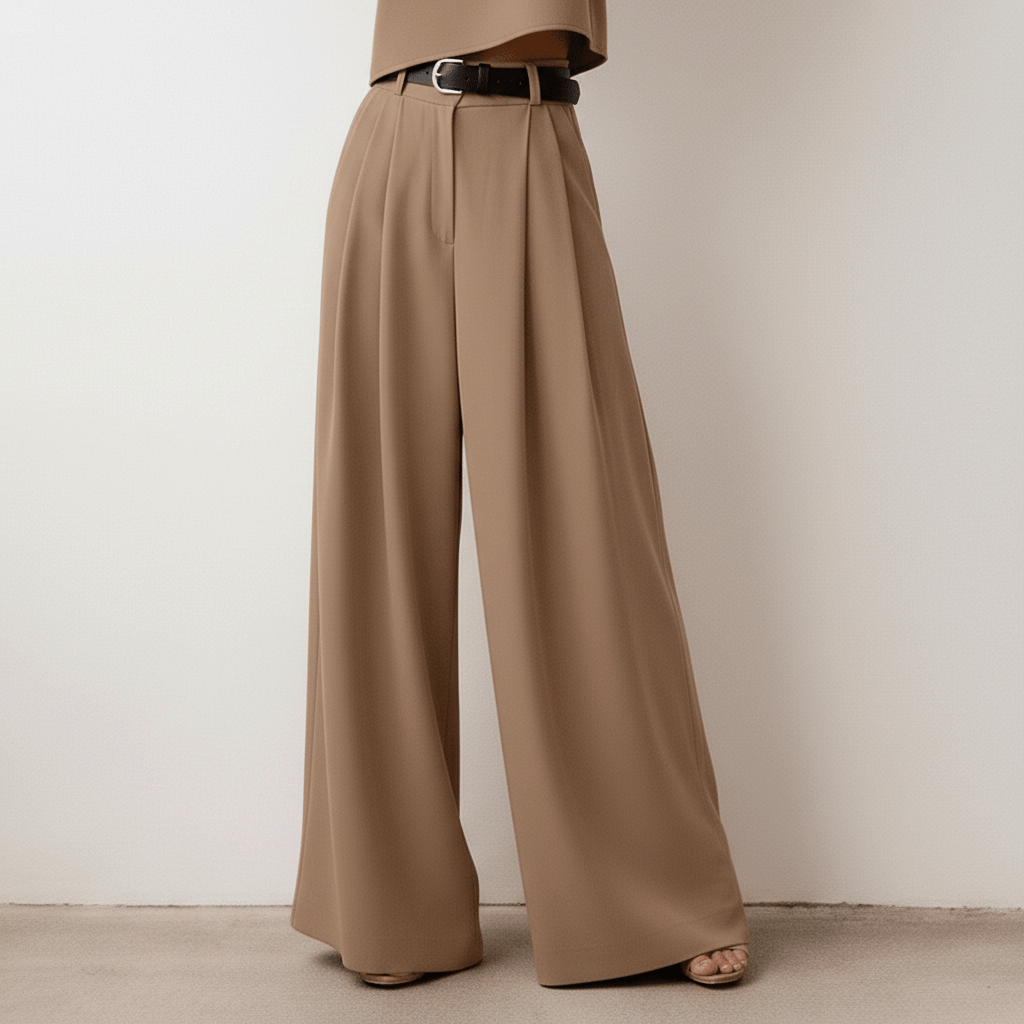 Casual Long Sleeve Crop Top and Palazzo Pants Set