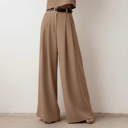 Casual Long Sleeve Crop Top and Palazzo Pants Set
