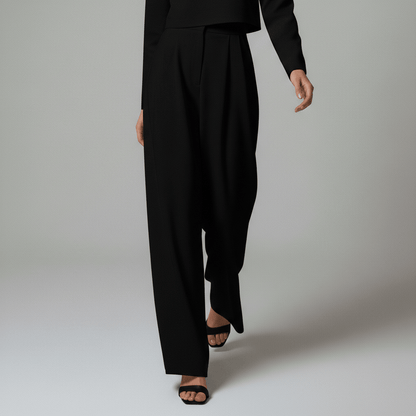 Casual Long Sleeve Crop Top and Palazzo Pants Set