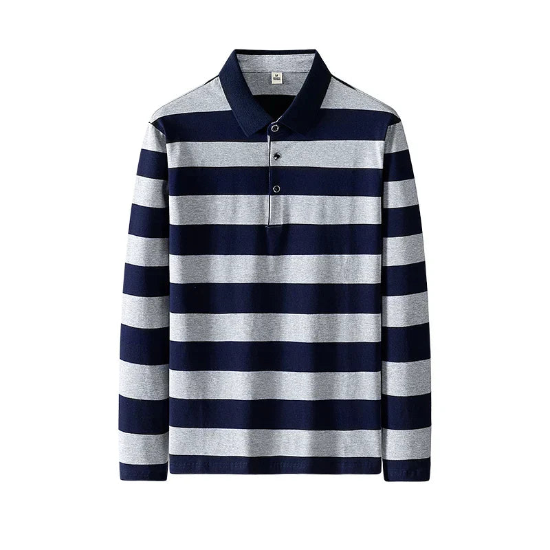 Traditional Casual Horizontal Stripe Polo Shirt - OutfitLondon