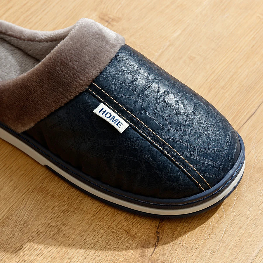 Comfortable Men's Cozy Fleece Slippers with Hard Wearing Soles