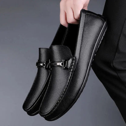 Elegant Leather Slip On Loafers