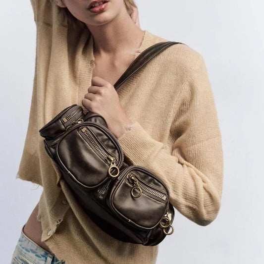 OutfitLondon Women's Shoulder Bag Soft Pu Leather Vintage Style - OutfitLondon