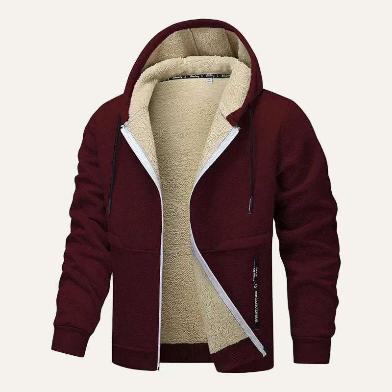 Warm Fleece Lined Men's Zip Up Hoodie