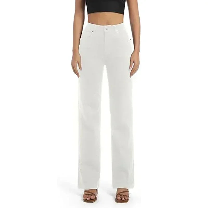 Relaxed Fit Slim White Straight Leg Jeans