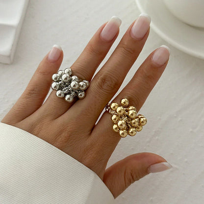 Fancy Charm Ring Silver Jingle Ball - OutfitLondon