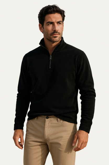 Men's Thick Quilted Zip Neck Sweater