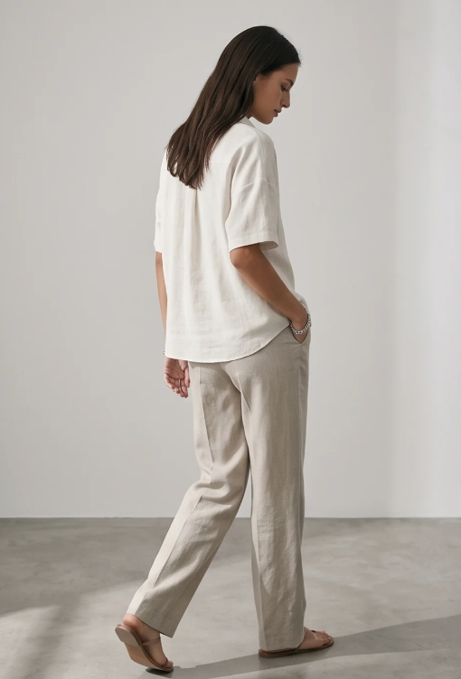 Women's Classic Cotton Short Sleeve Button Blouse