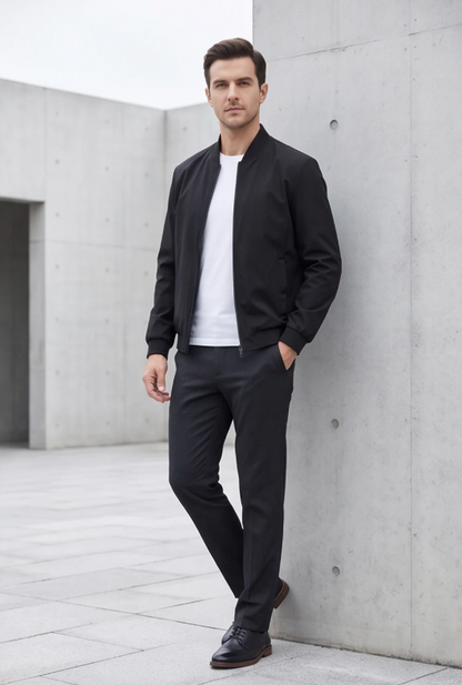 Men's Slim Fit Stand Collar Cotton Jacket