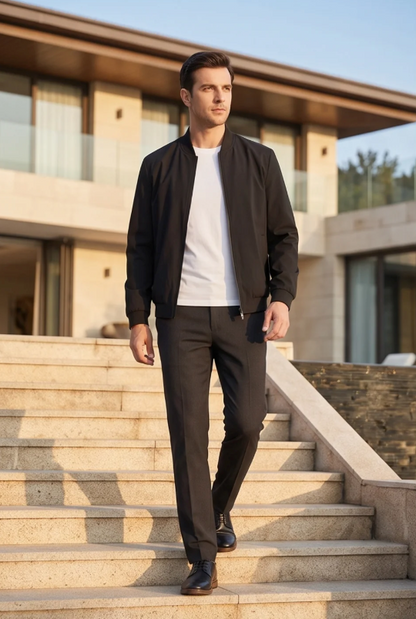Men's Slim Fit Stand Collar Cotton Jacket