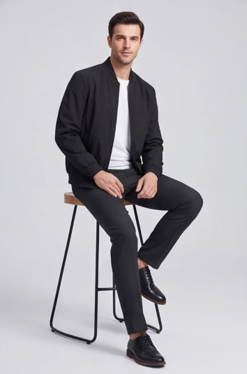 Men's Slim Fit Stand Collar Cotton Jacket
