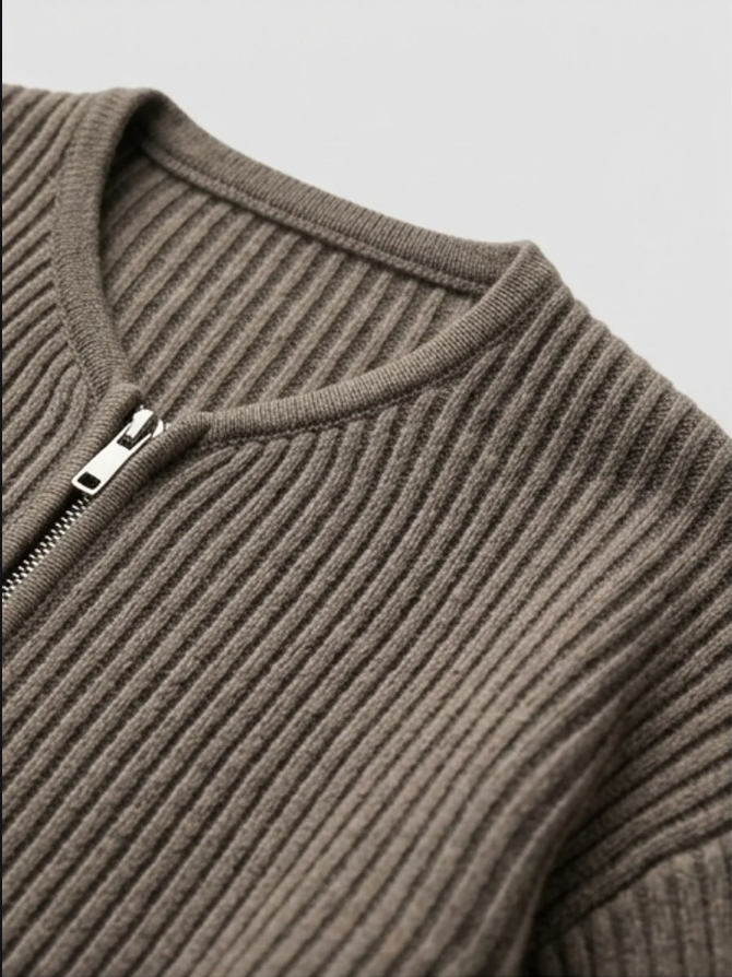 Men's Casual Knitted Funnel Neck Cardigan
