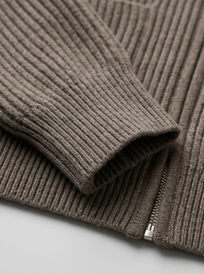 Men's Casual Knitted Funnel Neck Cardigan