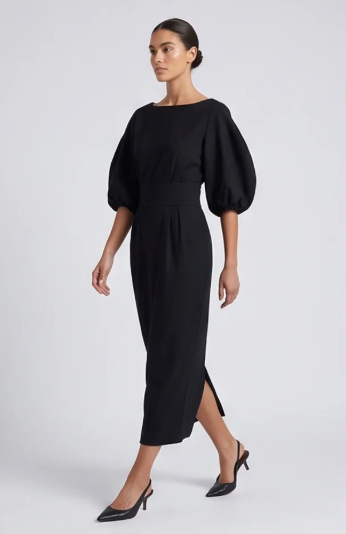 Women's Casual Cotton Puff Lantern Sleeve Dress