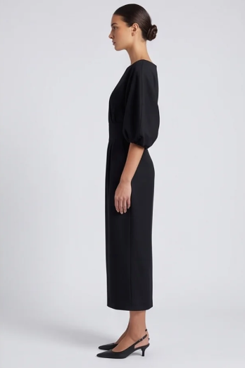 Women's Casual Cotton Puff Lantern Sleeve Dress