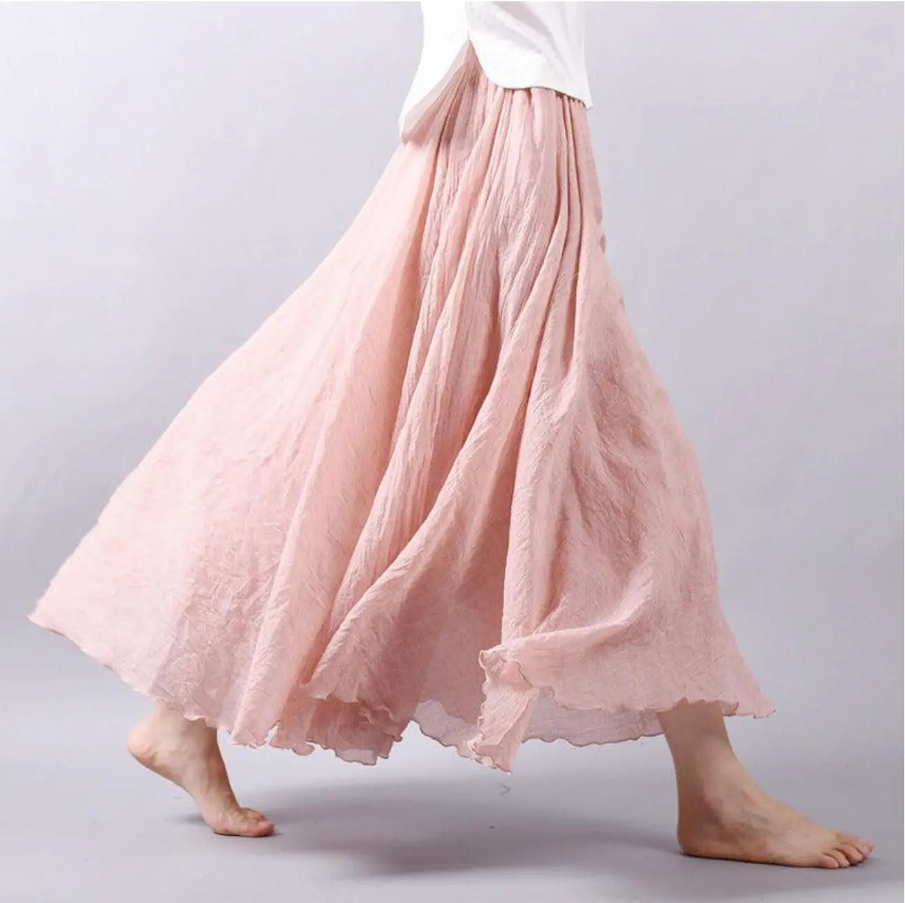 Casual Waist Elastic Cotton Mini Skirt