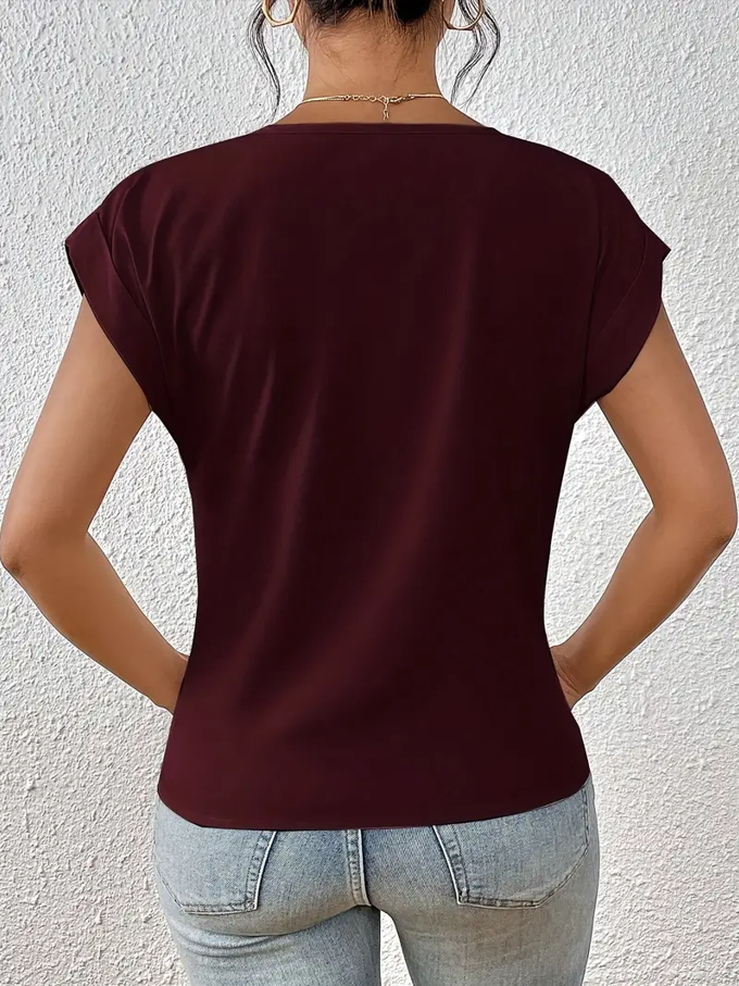 Chic V Neck Women's Casual Top