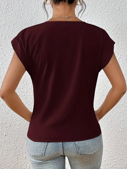 Chic V Neck Women's Casual Top