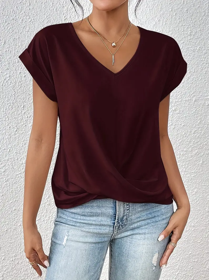 Chic V Neck Women's Casual Top