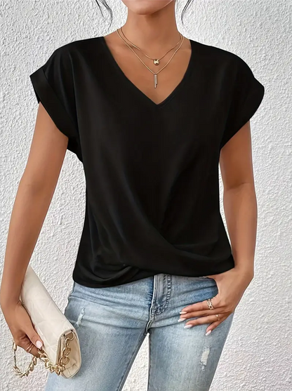 Chic V Neck Women's Casual Top