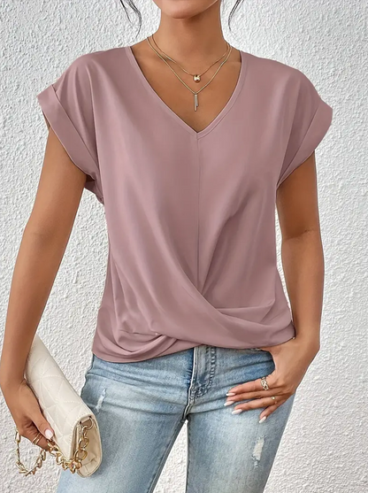 Chic V Neck Women's Casual Top