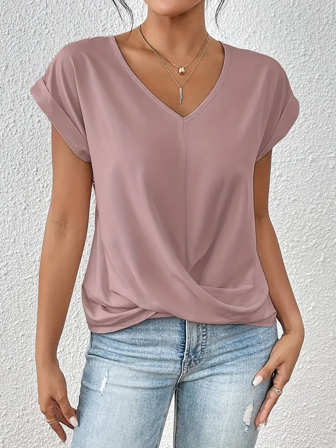 Chic V Neck Women's Casual Top