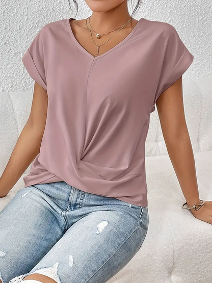 Chic V Neck Women's Casual Top