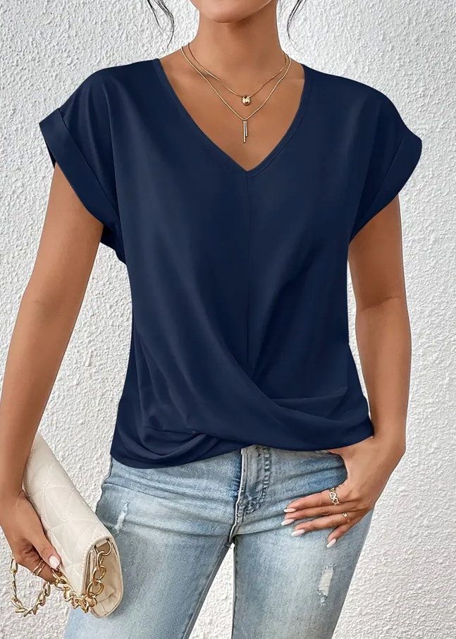 Chic V Neck Women's Casual Top