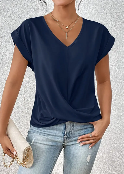 Chic V Neck Women's Casual Top