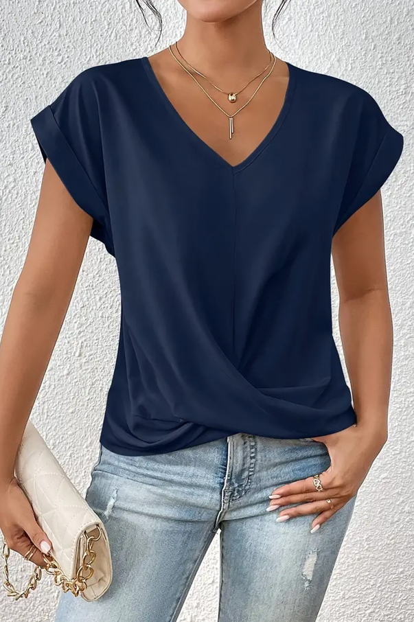 Chic V Neck Women's Casual Top