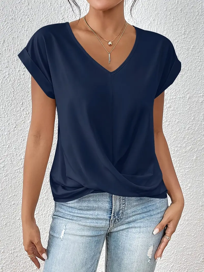 Chic V Neck Women's Casual Top