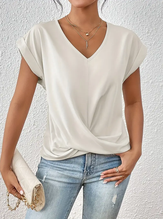 Chic V Neck Women's Casual Top