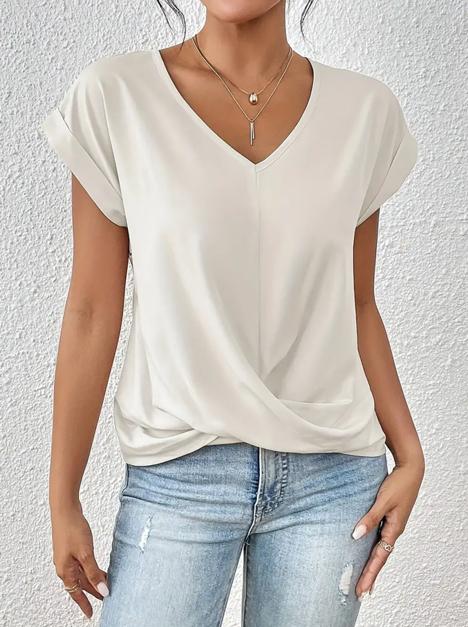 Chic V Neck Women's Casual Top