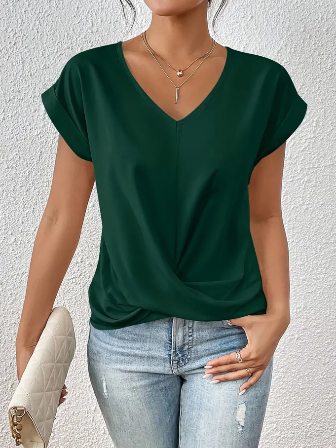 Chic V Neck Women's Casual Top