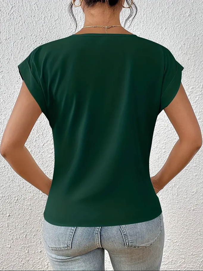 Chic V Neck Women's Casual Top