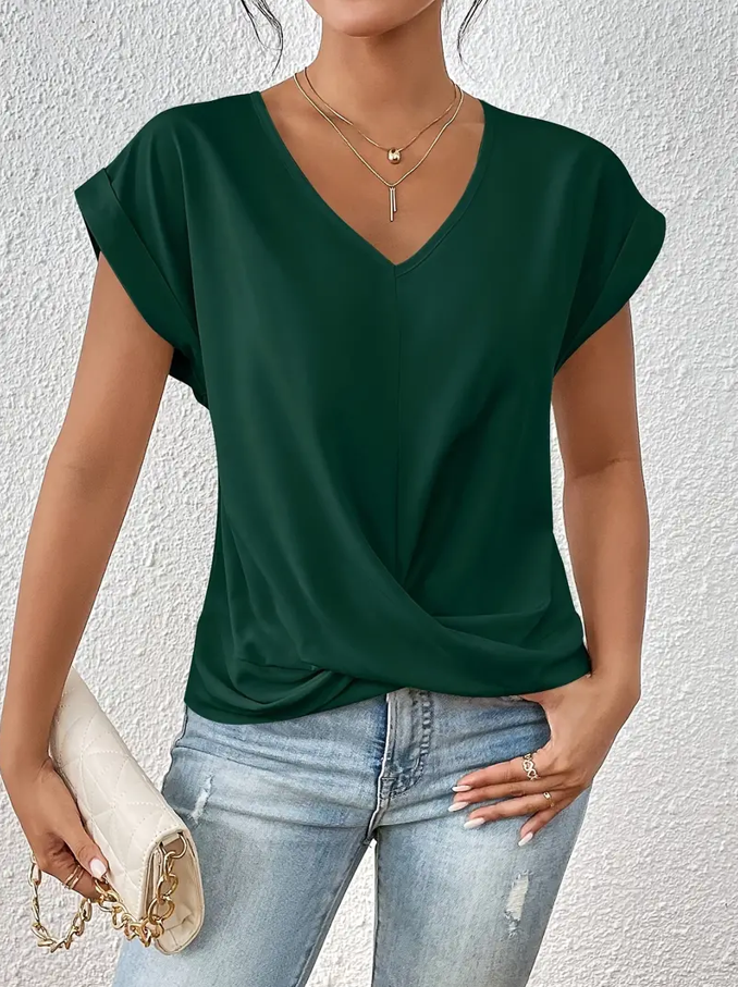 Chic V Neck Women's Casual Top
