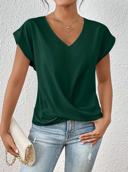 Chic V Neck Women's Casual Top
