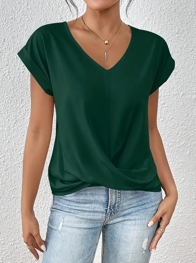 Chic V Neck Women's Casual Top