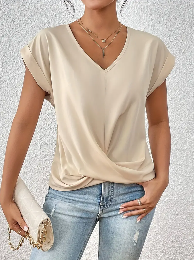 Chic V Neck Women's Casual Top