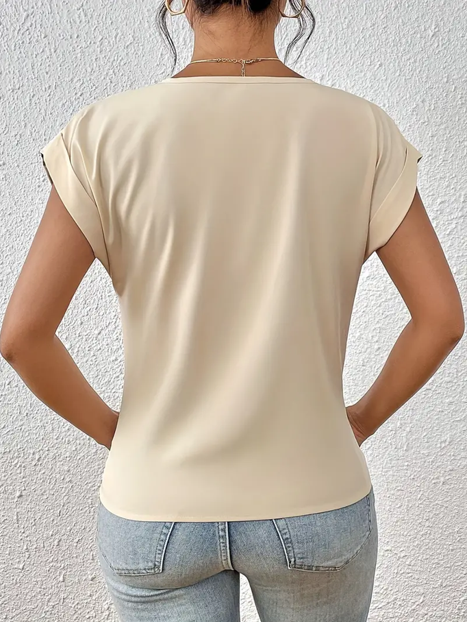 Chic V Neck Women's Casual Top