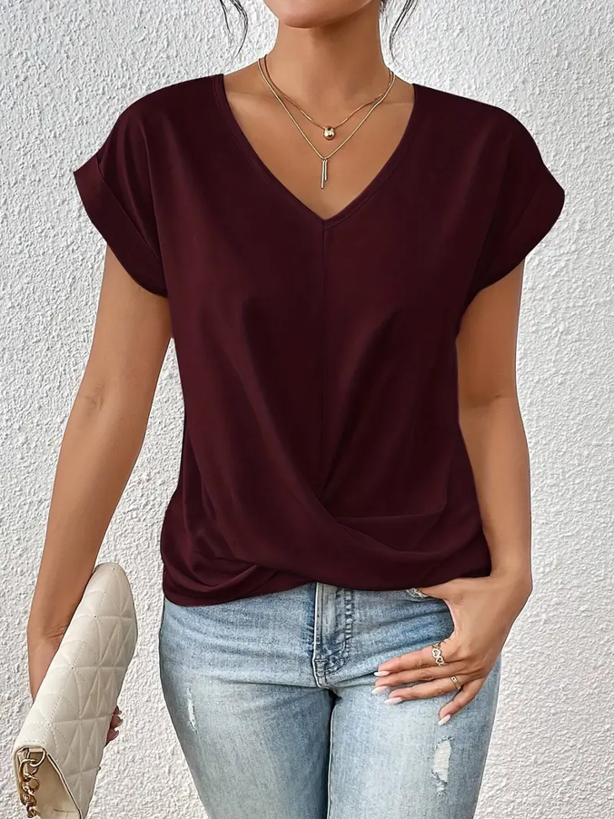 Chic V Neck Women's Casual Top
