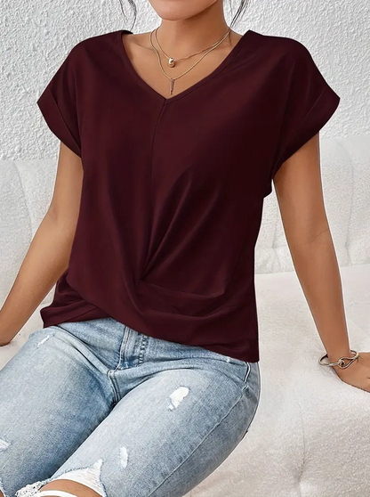 Chic V Neck Women's Casual Top