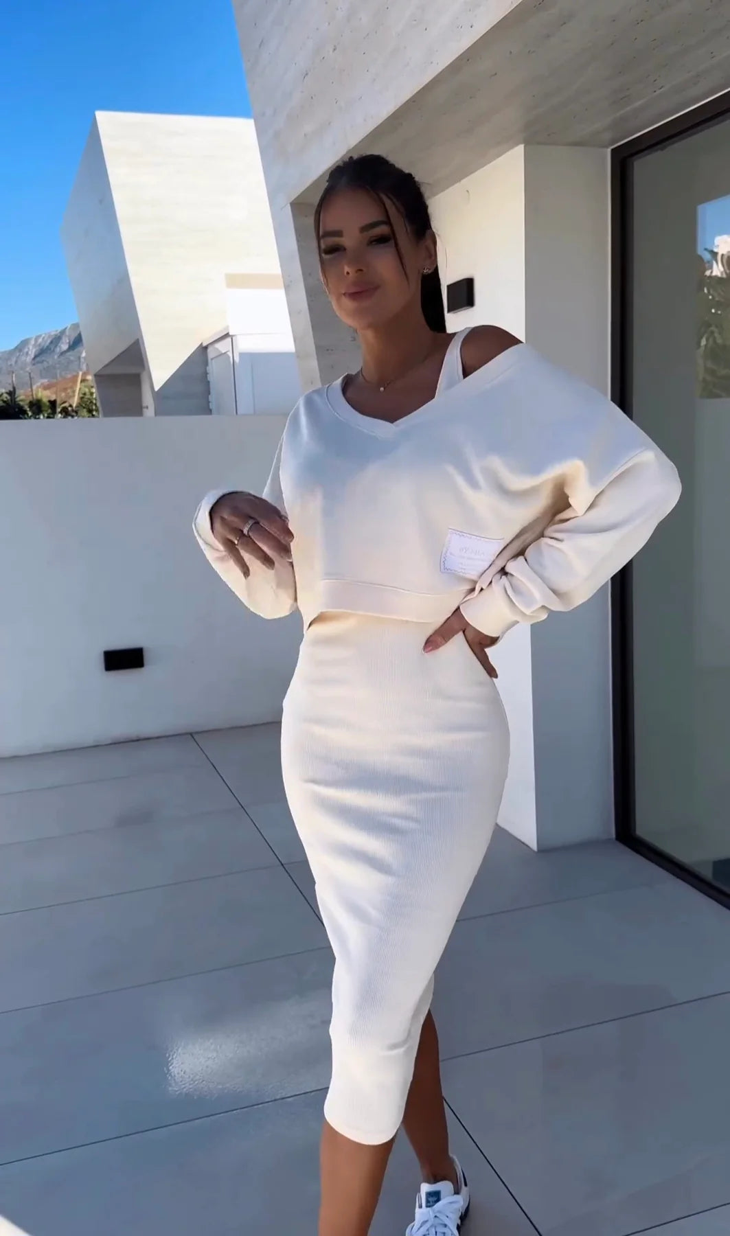 Fall Fashion Dress and Sweater Set - OutfitLondon