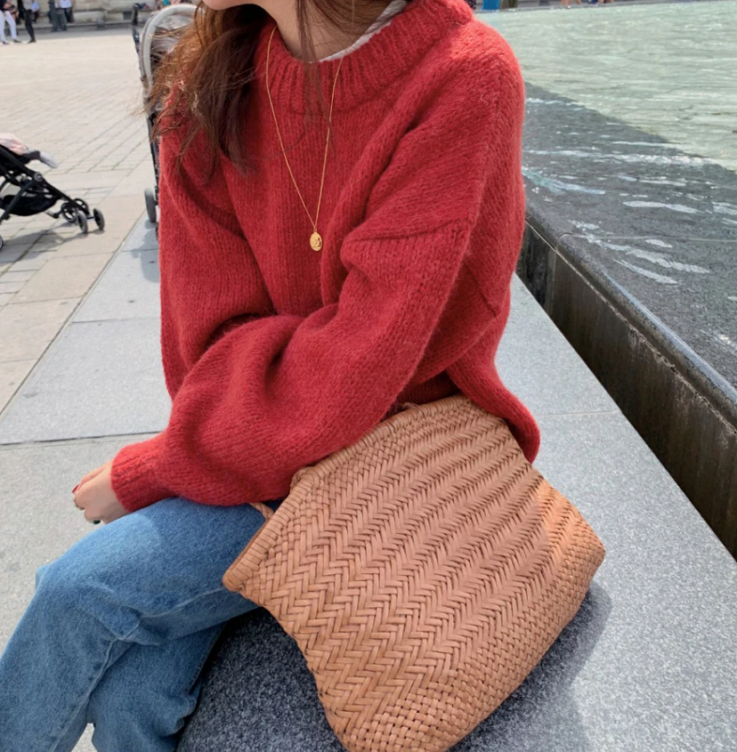 Soft Women's Warm Crew Neck Knit Sweater