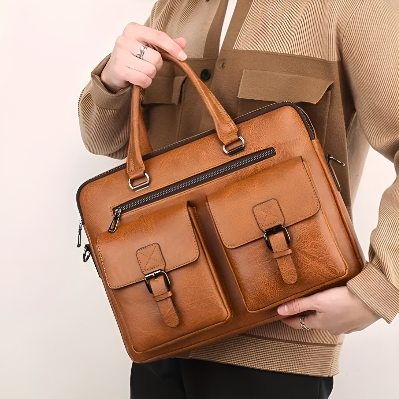 Classic Leather Messenger Shoulder Bag